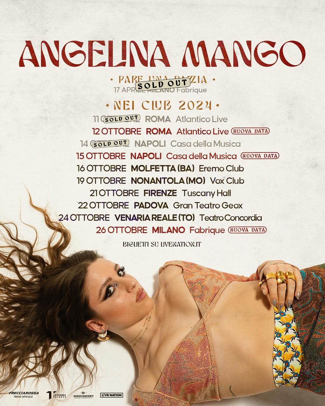 “LA NOIA” è DISCO D’ORO e si aggiungono sold out al tour ANGELINA MANGO NEI CLUB 2024